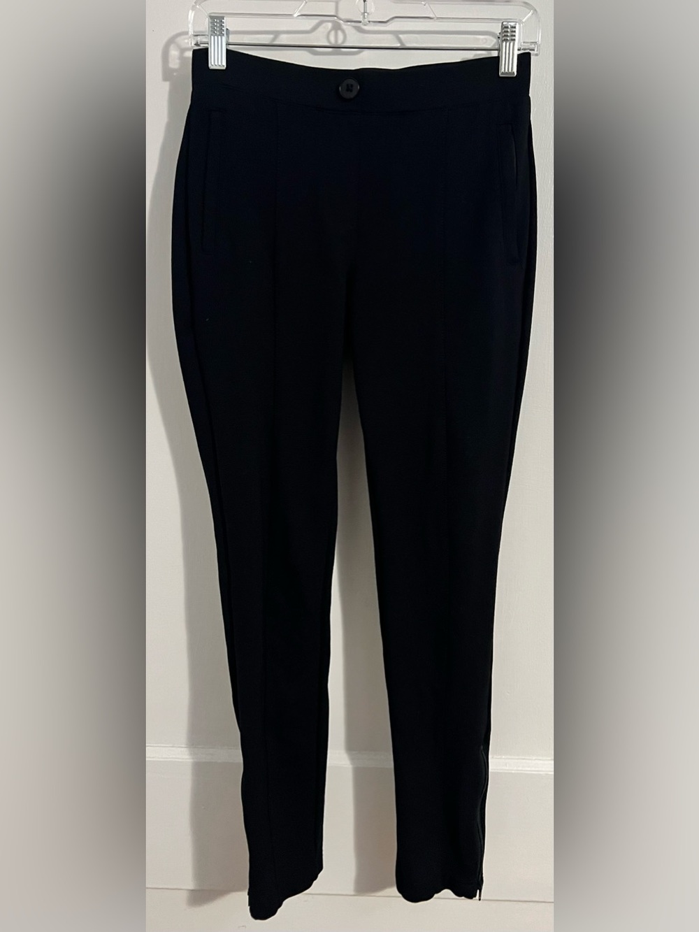 Betabrand Pull On Black Dress Leggings with Side Zipper on each ankle